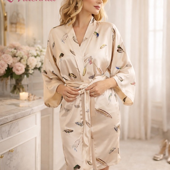 Valennia Other - Valennia Kimono Robe,Belted, Excellent Condition, Champagne Feather, Size Med